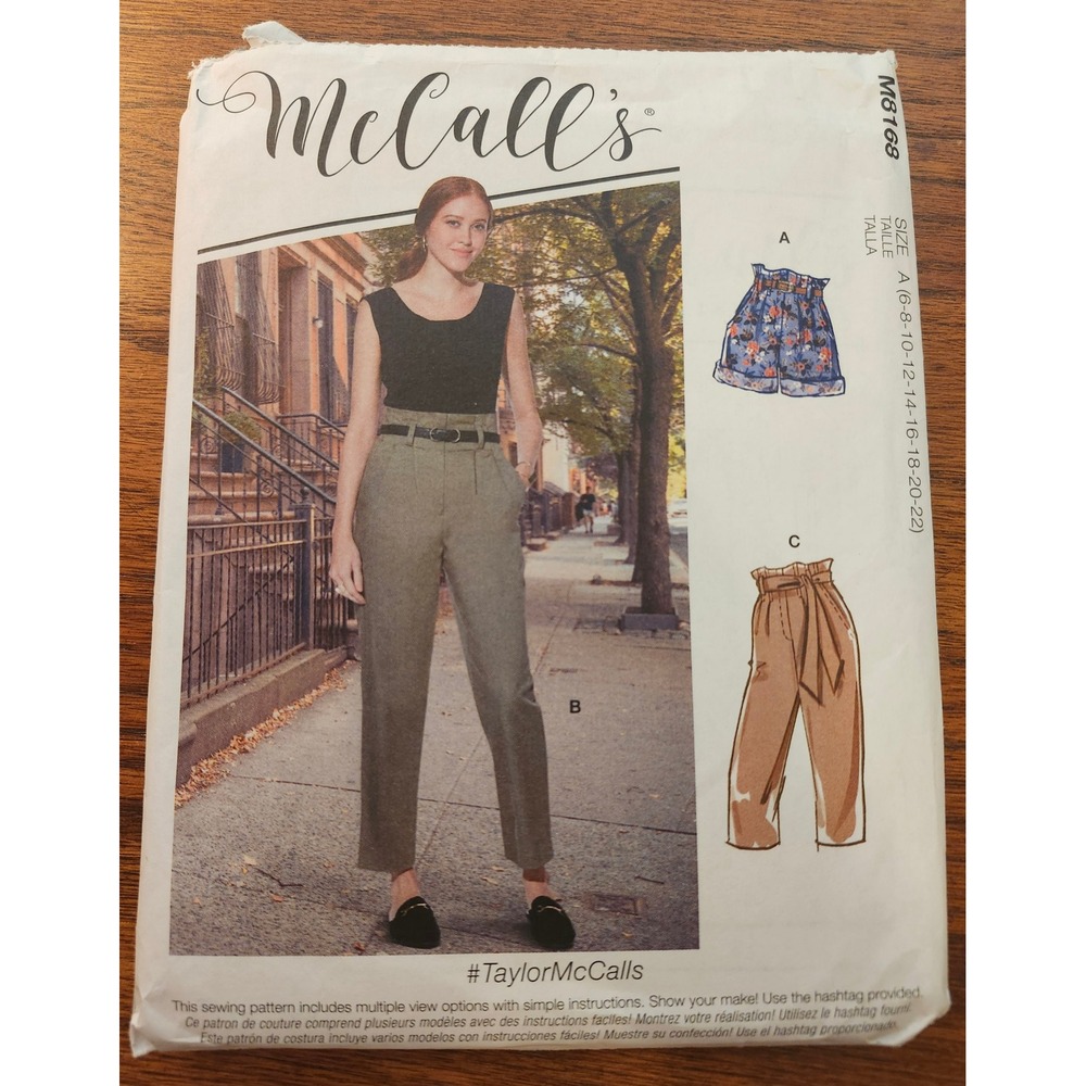 McCalls M8168 Sewing Pattern Misses Shorts Pants Sash Paperbag Waist Size 6-22